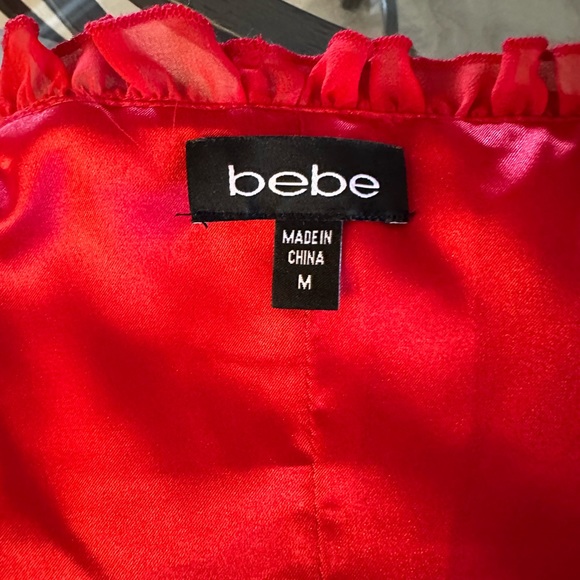 BEBE 100% SILK RED BUSTIER - Picture 5 of 6